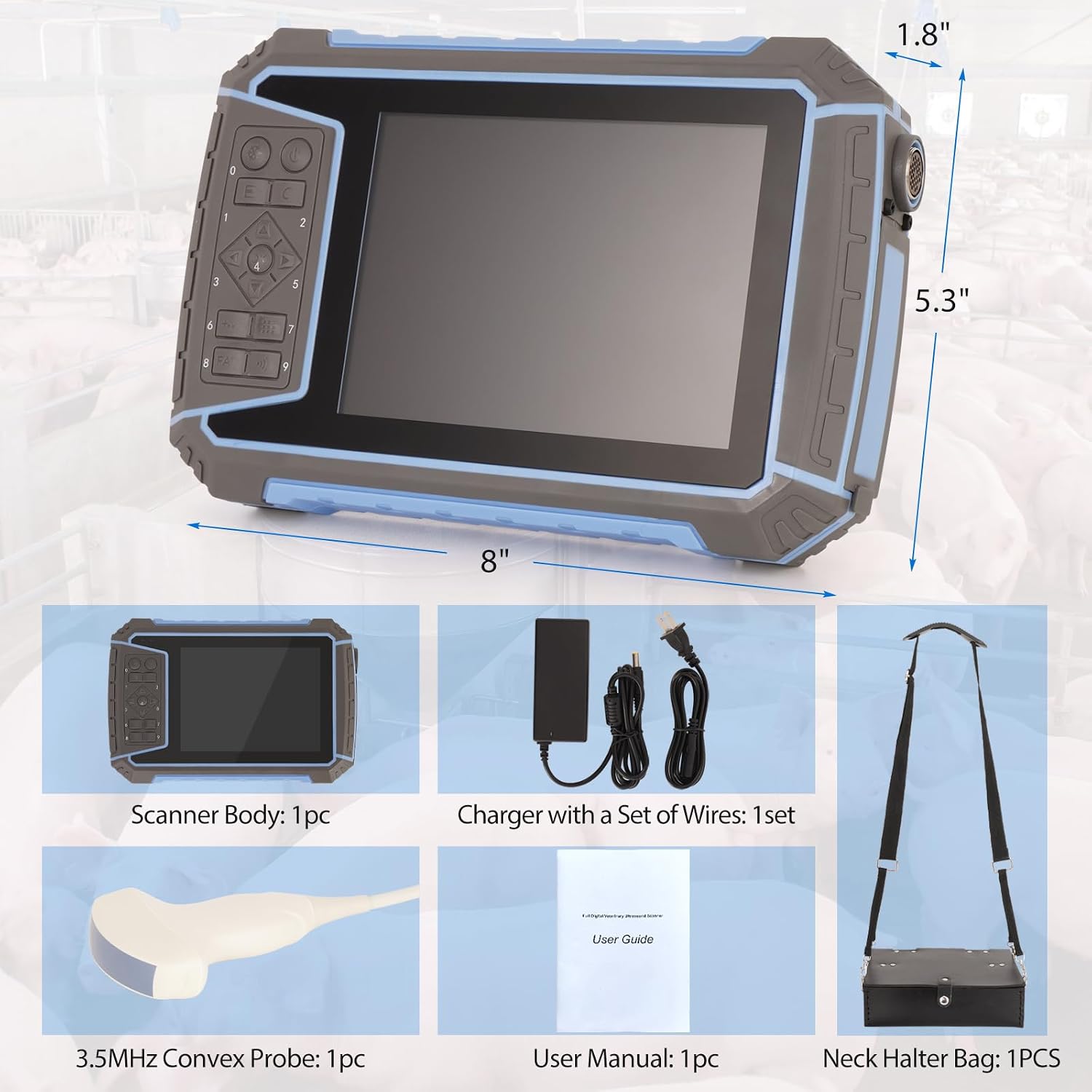2025 Upgraded Veterinary Ultrasound Machine - with 3.5MHz Convex Probe, Pregnancy Portable Handheld Scanner B-Ultra