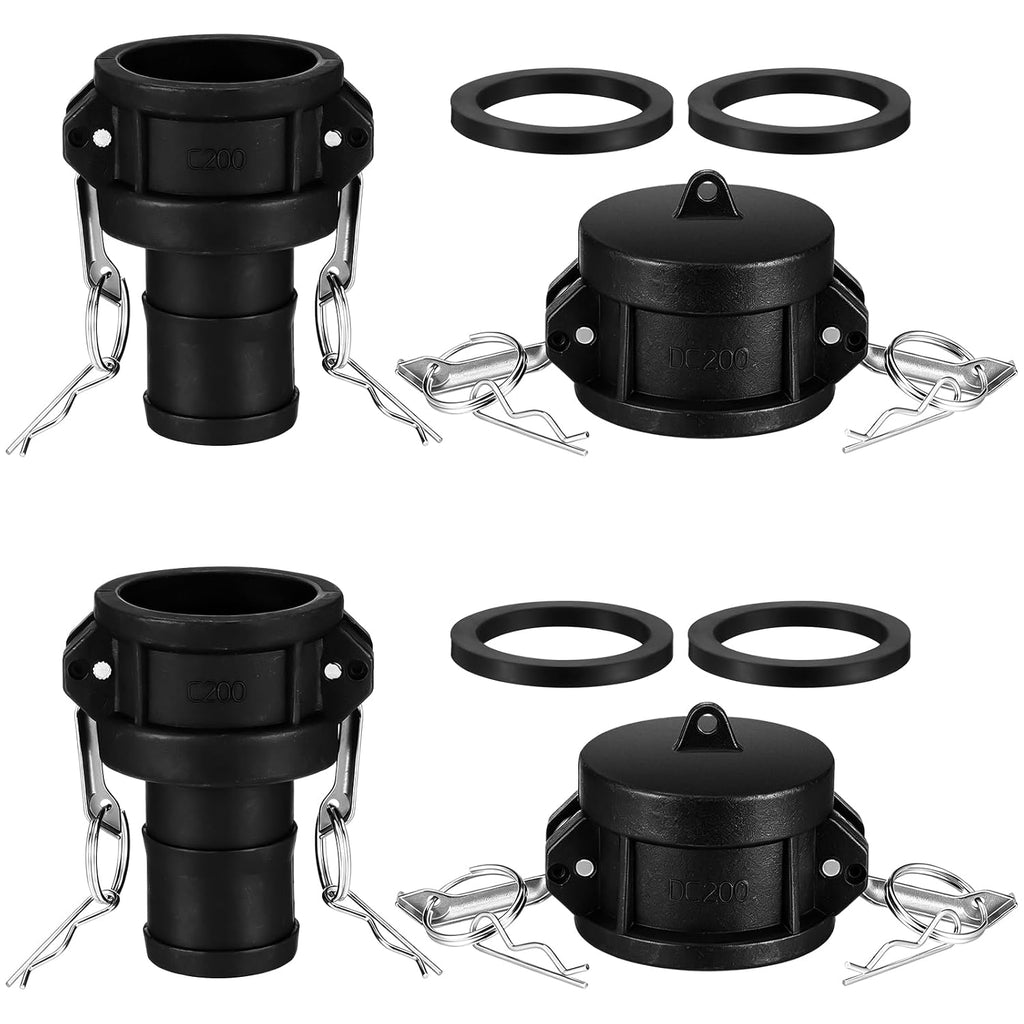 Sabary 4 Pcs 2'' Camlock Fittings Polypropylene Cam and Groove Fitting Set