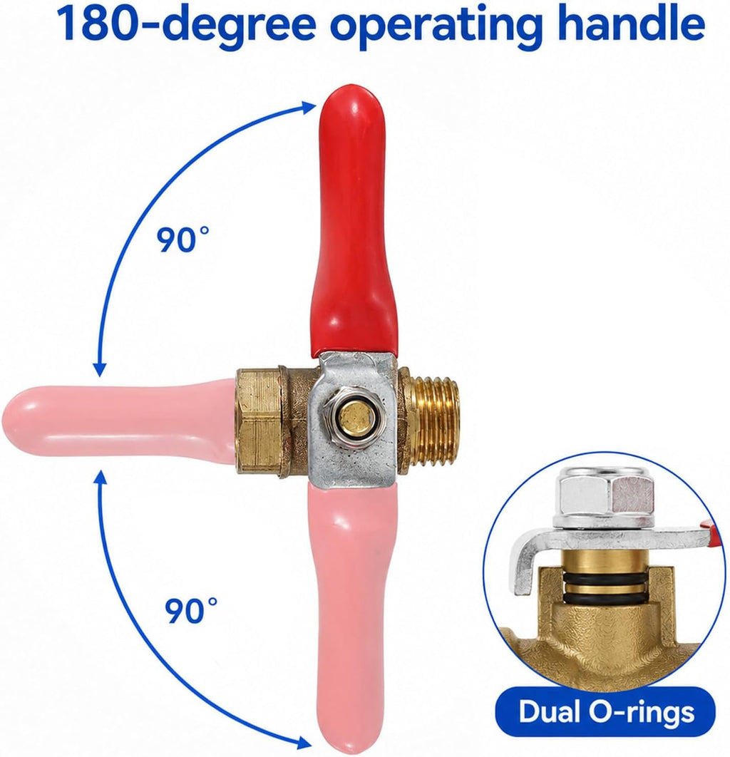 4 Pack 1/4 Inch Ball Valve Heavy Duty Brass Ball NPT Valve Shut Off Switch