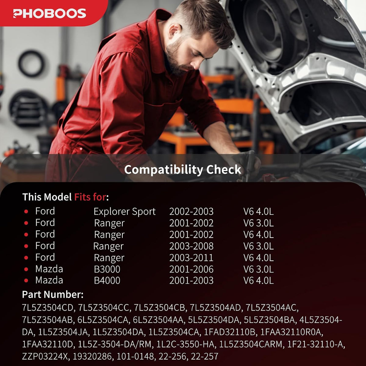 PHOBOOS Hydraulic Power Steering Rack and Pinion Fit for Ford & Mazda