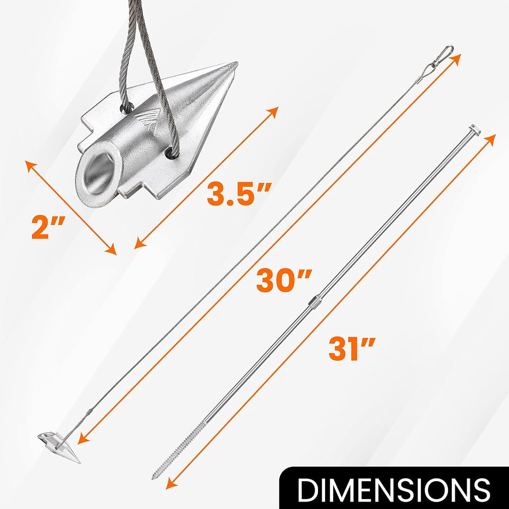 Earth Anchors 31" Set of 4 with Installation Rod - Ground Anchors Heavy Duty for High Winds - Swing Set Anchors