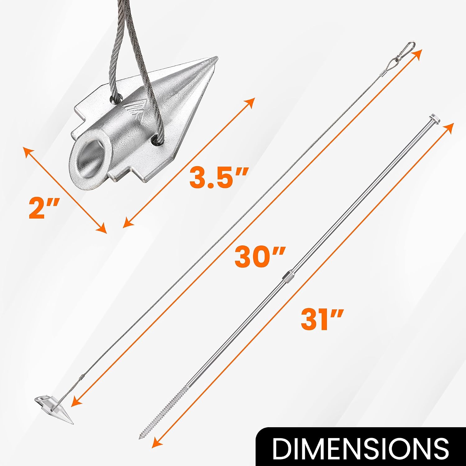 Earth Anchors 31" Set of 4 with Installation Rod - Ground Anchors Heavy Duty for High Winds - Swing Set Anchors