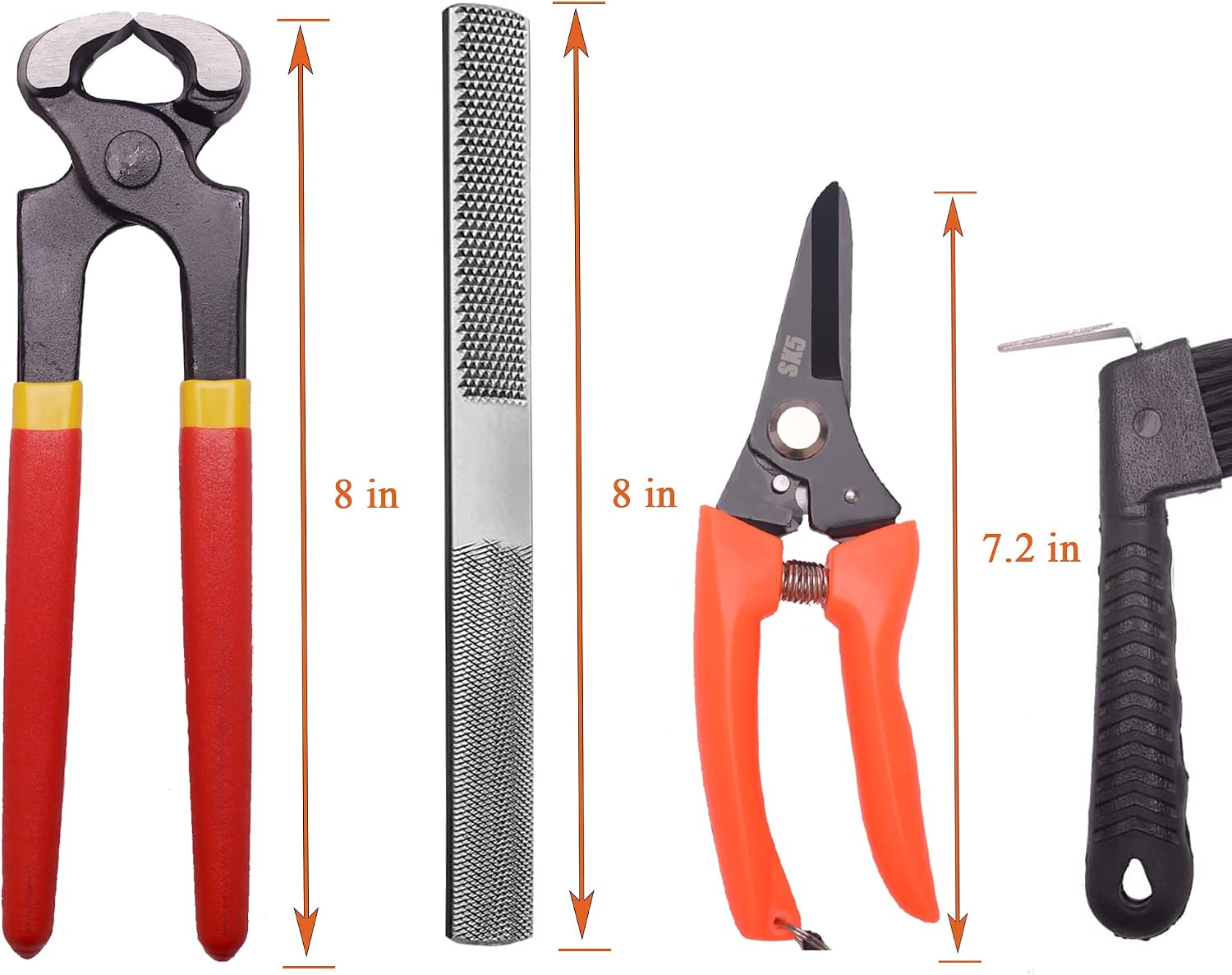 8 inch Farrier Hoof Tool Kit（5 Piece） Mini Rasp Hoof File Goat Pig Equine Metal Shears Farriers Hoof Nipper Cutter