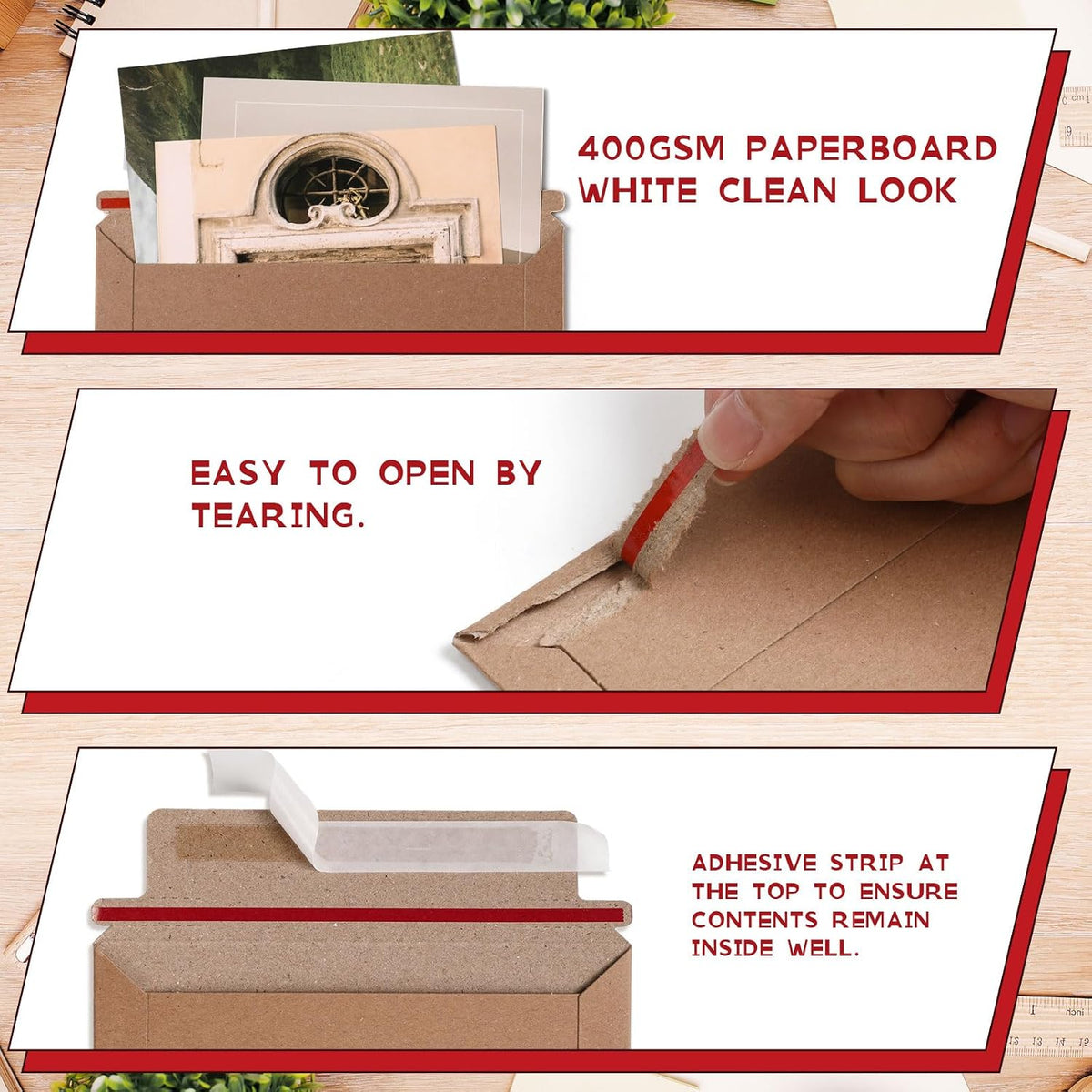 200 Pcs 7 x 9 Inch Rigid Mailer Cardboard Envelope Bulk, Kraft Color