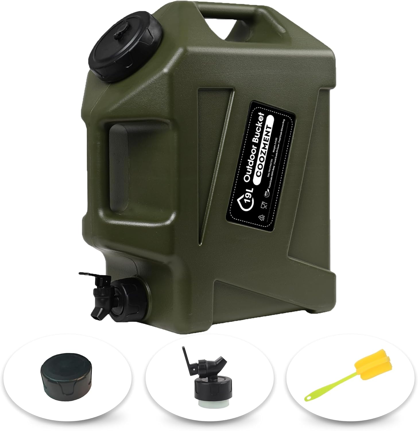 3.2 Gallon/5 Gallon Water Containers with Spigot, BPA Free Water Jug, Military Green Water Tank, Multifunction Water