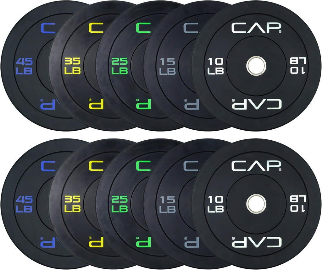 2-inch Olympic Bumper Plate Weight Set | 100-370 lbs | Multiple Colors | Storage Rack Optional