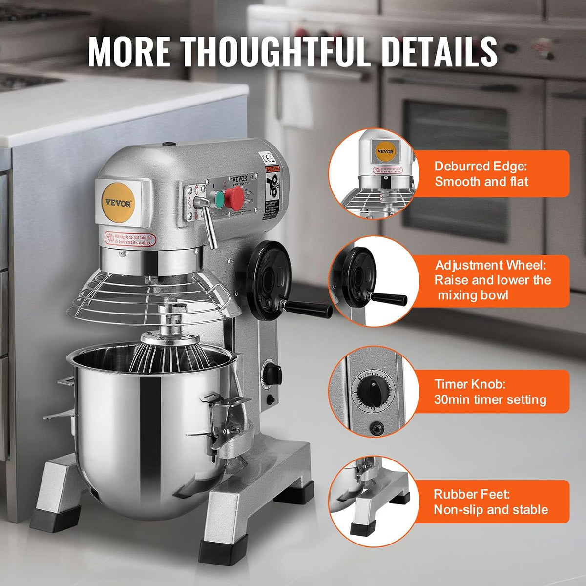 15Qt Commercial Food Mixer Timing Function 500W Commercial Mixer