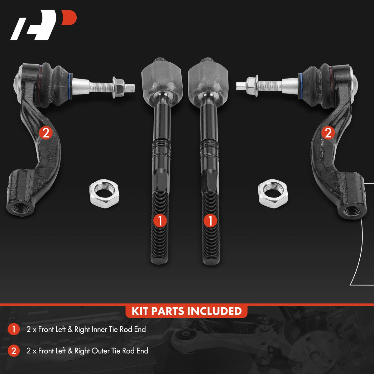 A-Premium Front Inner Outer Tie Rod End Kit Fix Uneven Tire Wear