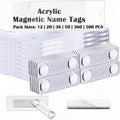 12 Pieces Reusable Magnetic Name Tags Kit Acrylic Magnet Magnetic Name Badge Holders Custom Identity 3" x 1.2" DIY