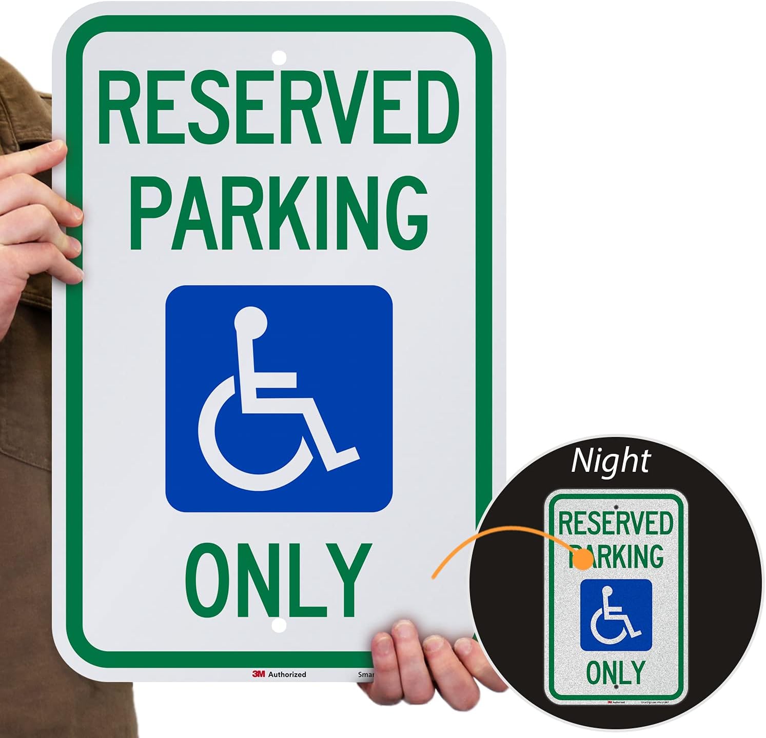 "Reserved Parking Only" Handicap Parking Sign | 12" x 18" 3M Engineer Grade Reflective Aluminum