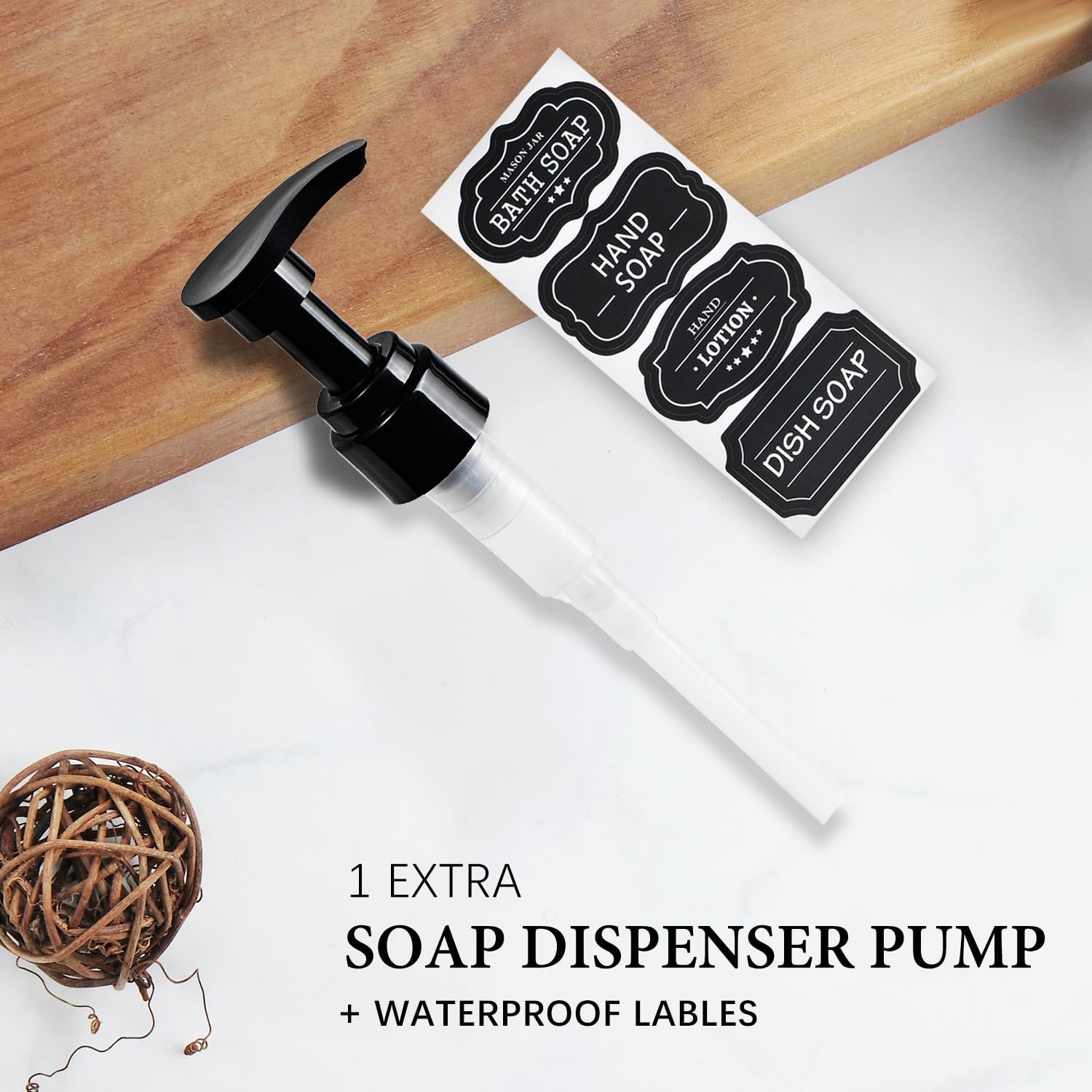 Plastic Mason Jar Soap Dispenser with Pump Lid 16OZ, 2 Pack | Refillable BPA-Free Hand Soap Dispenser Set with Cute