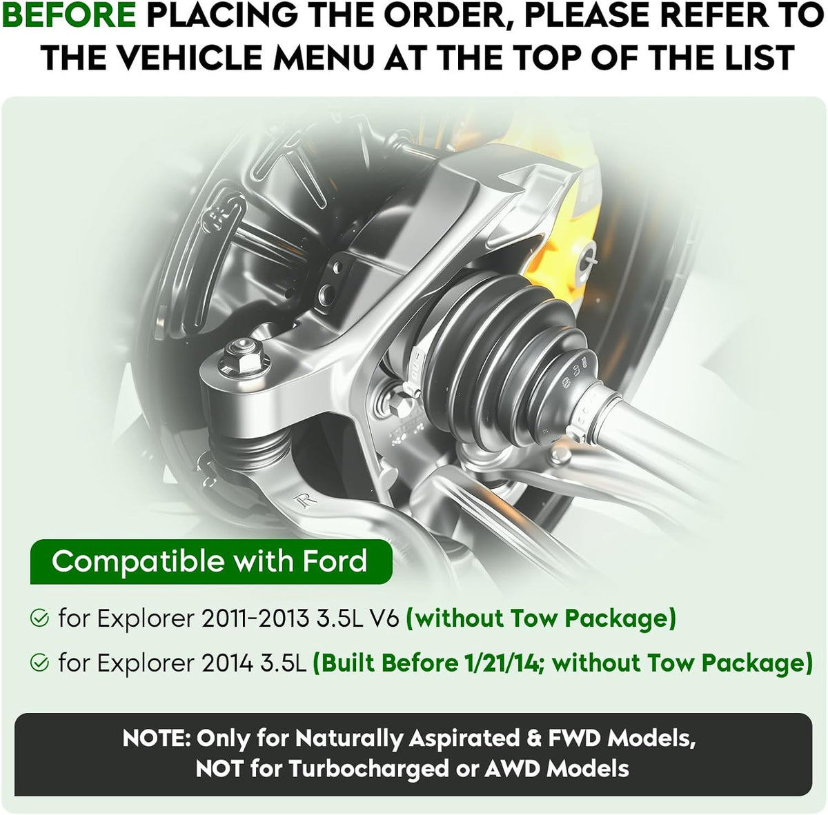 Front Right CV Axle Shaft Assembly Fit for Ford Explorer V6 3.5L 2011–2014 (Built Before 01/22/2014), Naturally Aspirated (FWD Only, Without Towing Package), Passenger Side, Replace# 66-2283