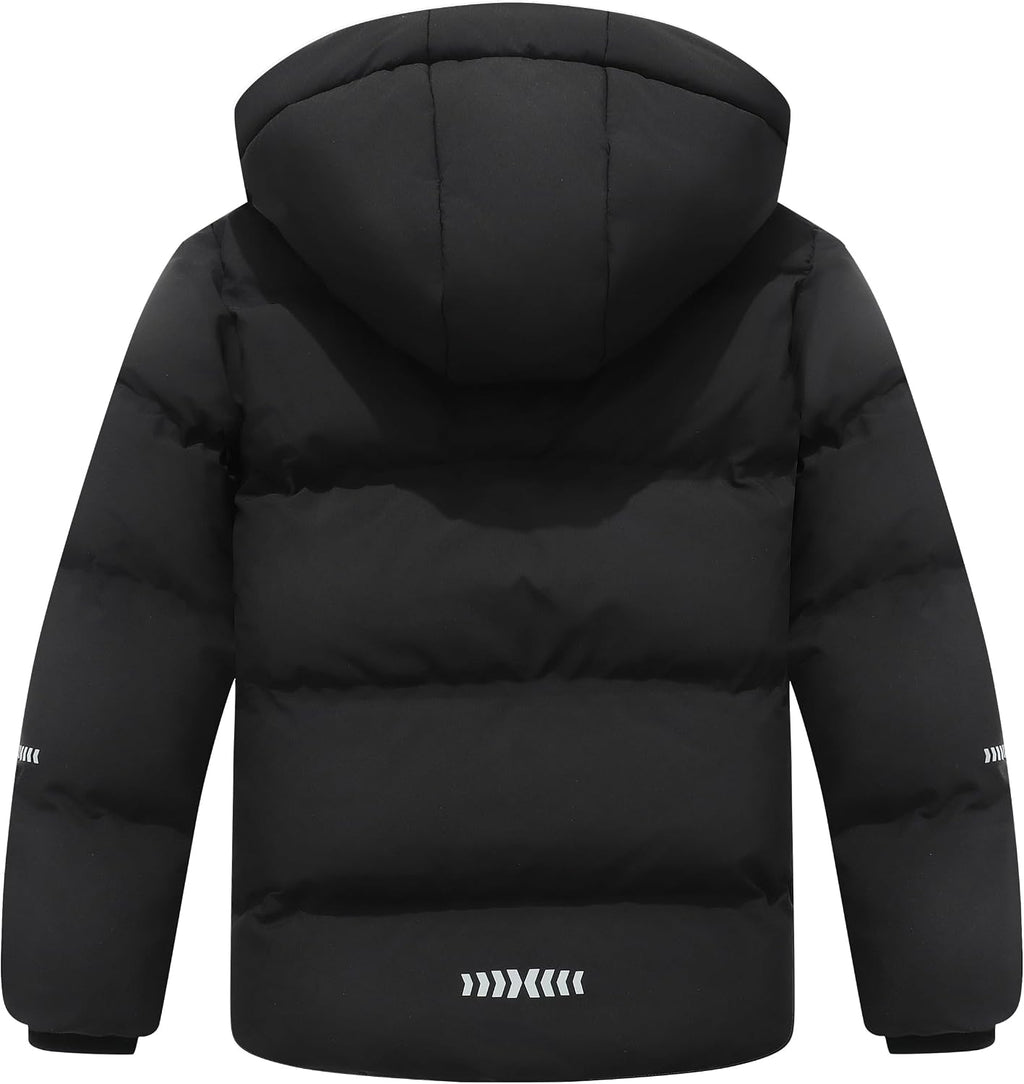 Kids Boy's Puffer Cotton Jacket | Warm Fleece Lined Down Coat Thick Hooded Waterproof Winter Coat