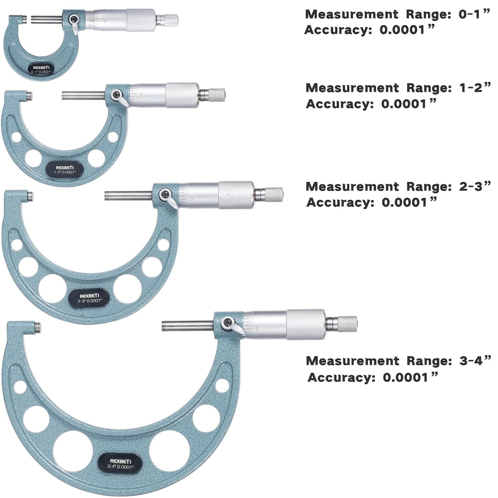 REXBETI Outside Micrometer, Ultra-Precision Carbide Tipped Measuring Tool