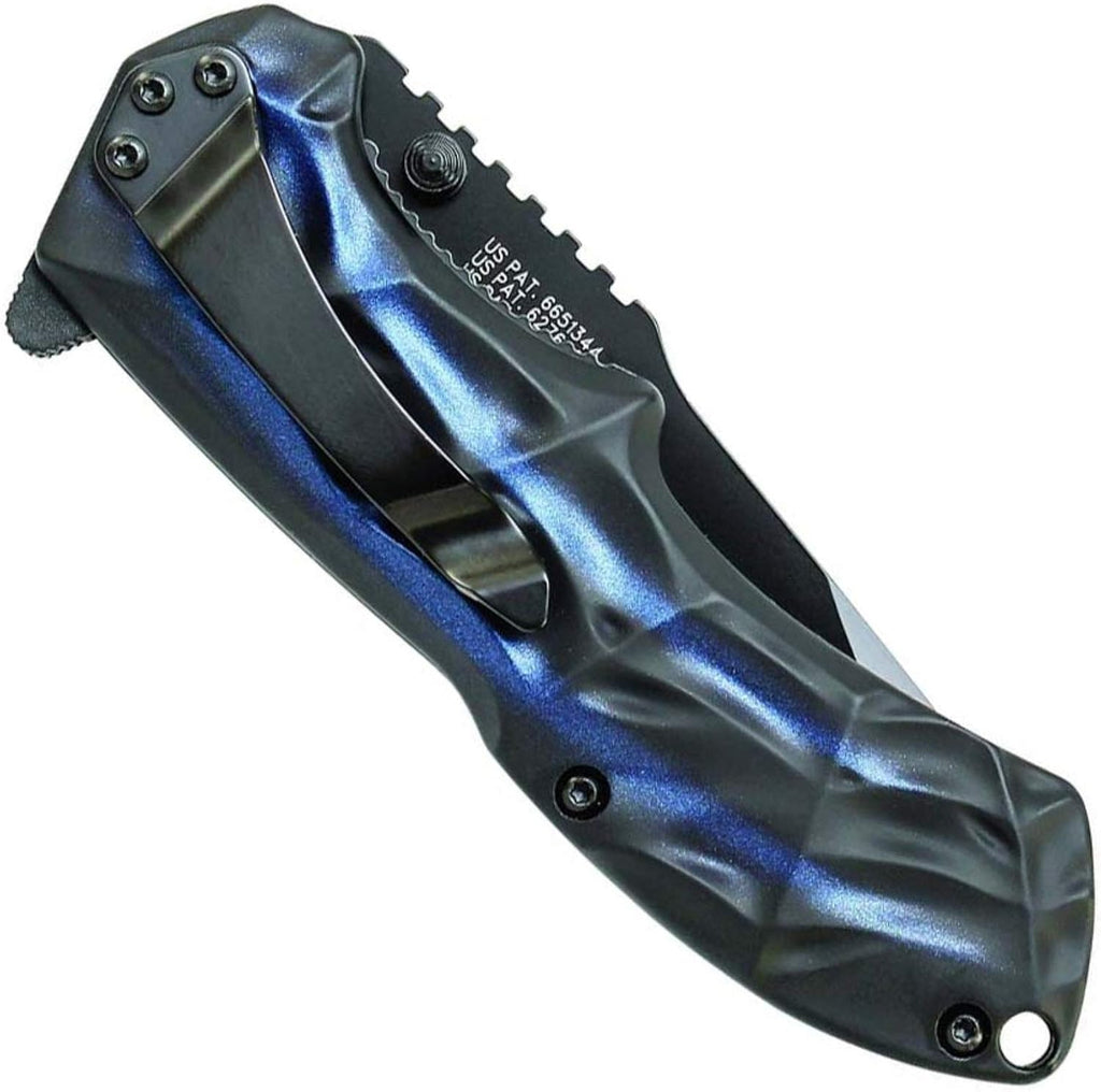 Black Ops Folding Knife with 3.4in Tanto Point Blade, Aluminum Handle, Stainless Steel