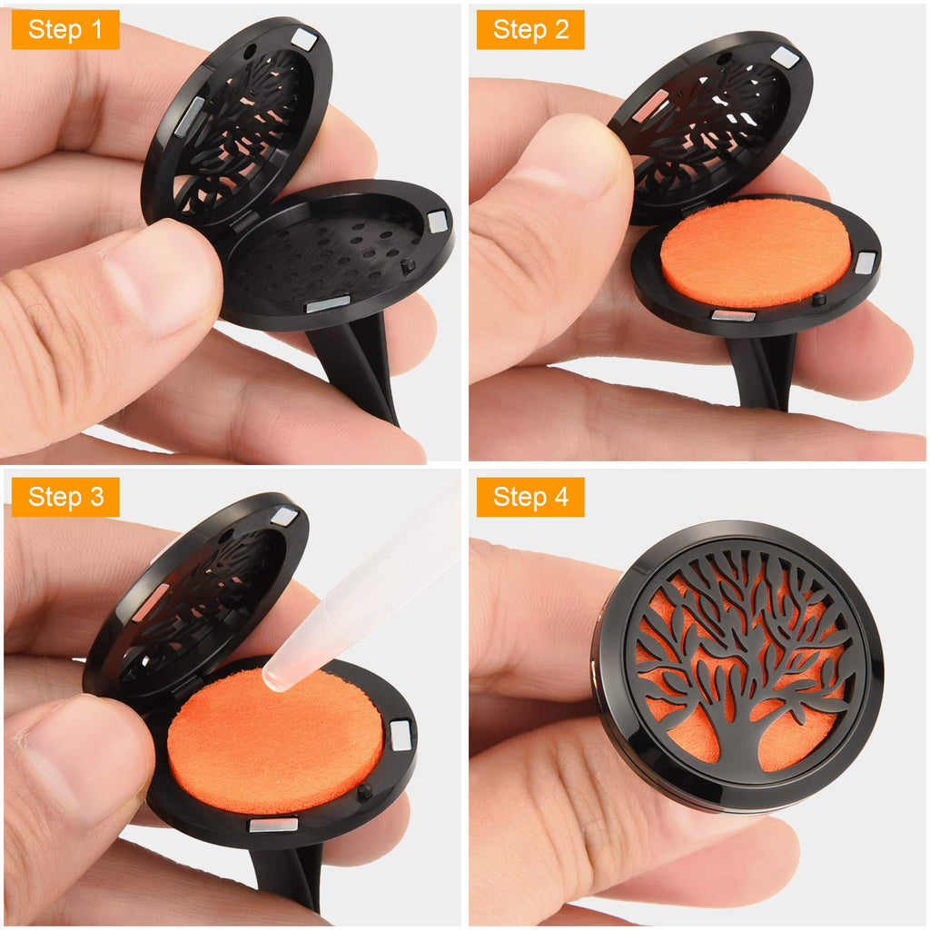 2 Pcs Car Aromatherapy Vent Clip Diffuser, Tree Patterns