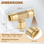 Boeray 5/8" Brass Union Tee, DOT Approved 3-Way Air Line Connector 2PCS