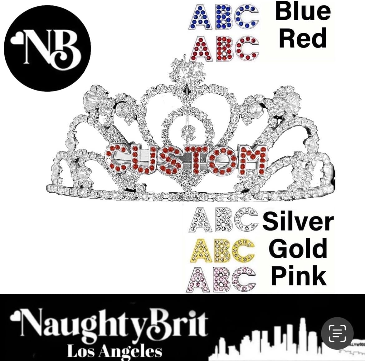 Silver Custom Text Tiara