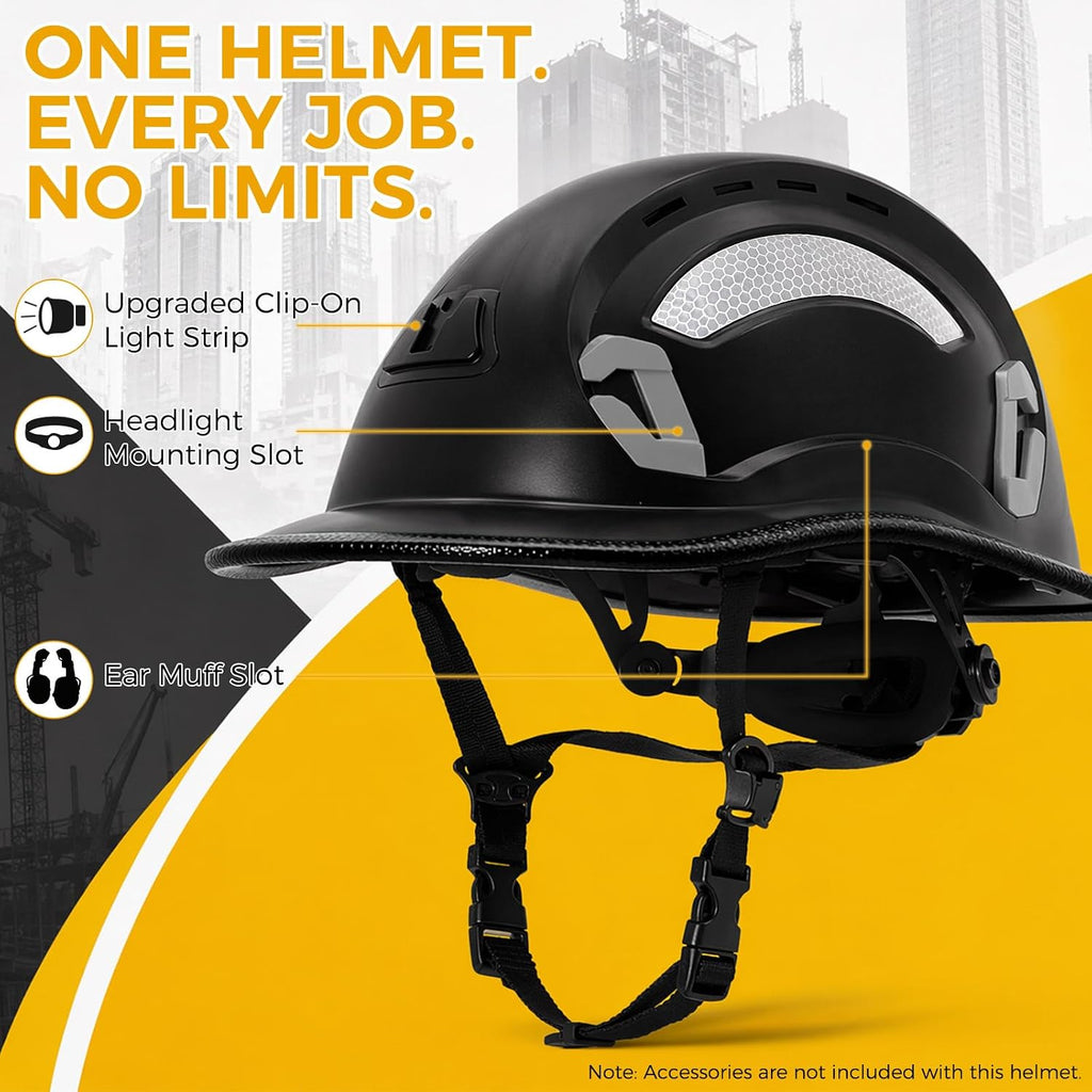 Aolamegs OSHA Approved Construction Full Brim Hard Hat Vented Type 1 | ANSI Z89.1 Class C Safety Helmet With Chin
