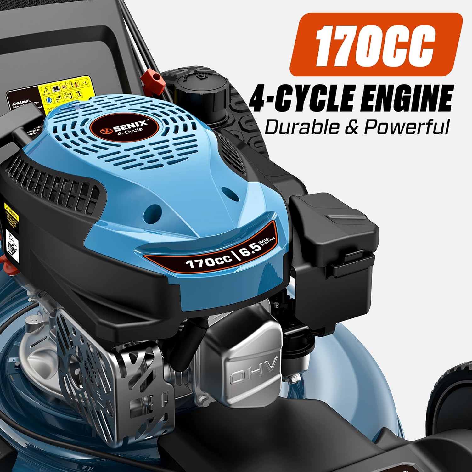 21'' Self Propelled Gas Lawn Mower 170 cc 3-in-1, 6-Position Cutting