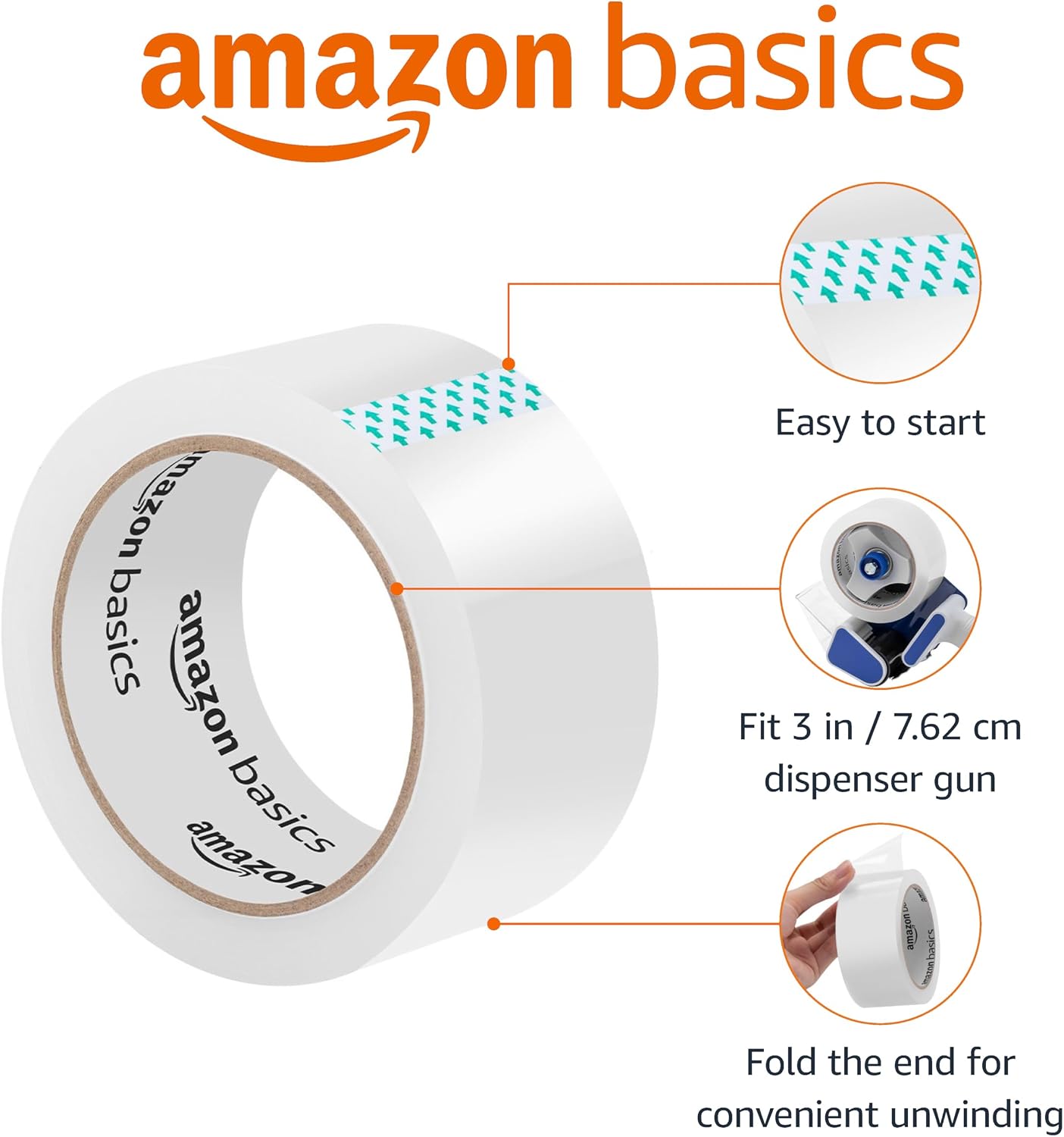 Strong Plastic Adhesive Packing Tape for Shipping, Sealing Boxes, Moving and Storage, Clear, Low Odor, 1.88 in x 54.6