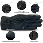 Luxury Mens Leather Gloves Fleece Lined-Soft Comfortable Lambskin