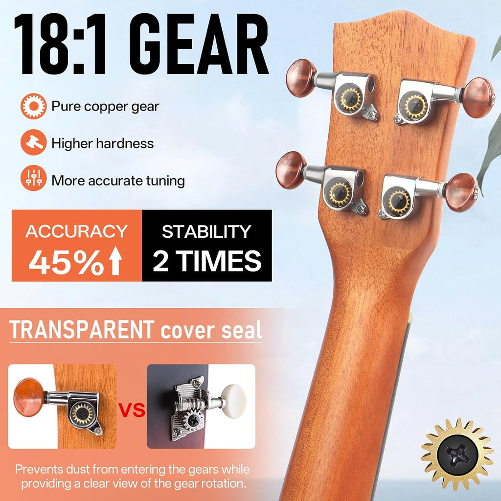 Professional Ukulele for Adult Beginner, Free Online Lesson 21 inch Soprano Mahogany Ukelele with Kids Ukele Bundle