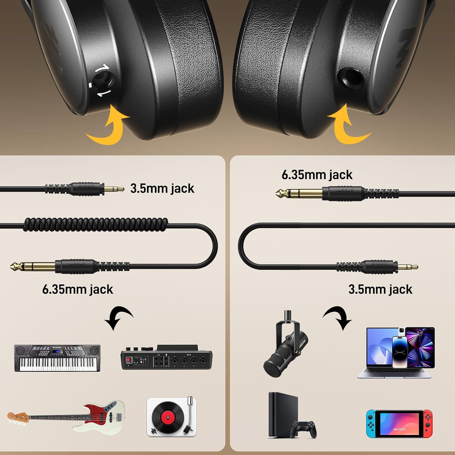 MH700 Wired Studio Headphone for Podcast Recording DJ Mixing Monitor | Professional Close Back Over Ear Stereo