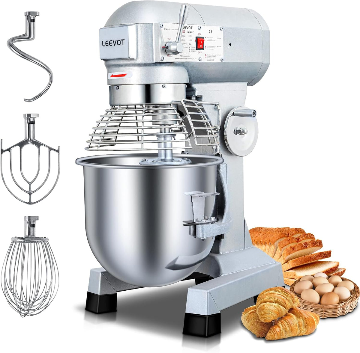 Commercial Food Mixer 20 Quart, Commercial Mixer with 3 Speeds
