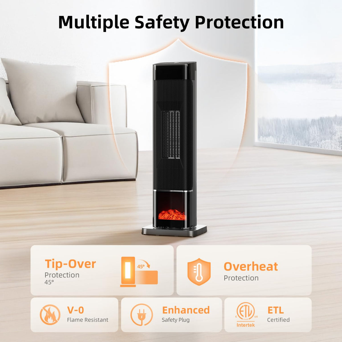 Space Heater Large Room, 1500W Electric Heaters for Indoor Use