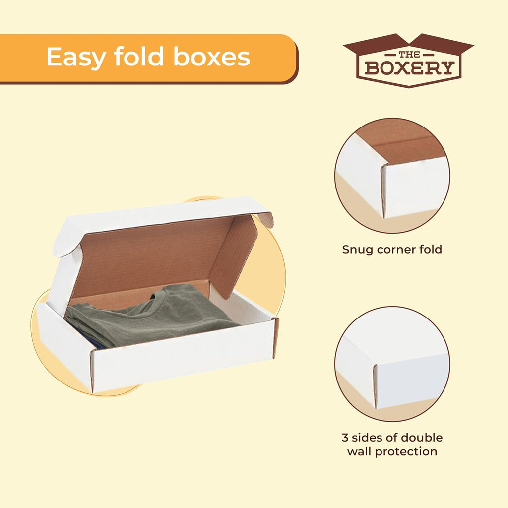 9 x 6 1/4 x 2 Inch-50-Pack, White Corrugated Shipping Box Mailers, Sturdy Shipping Boxes, Professional Packaging for