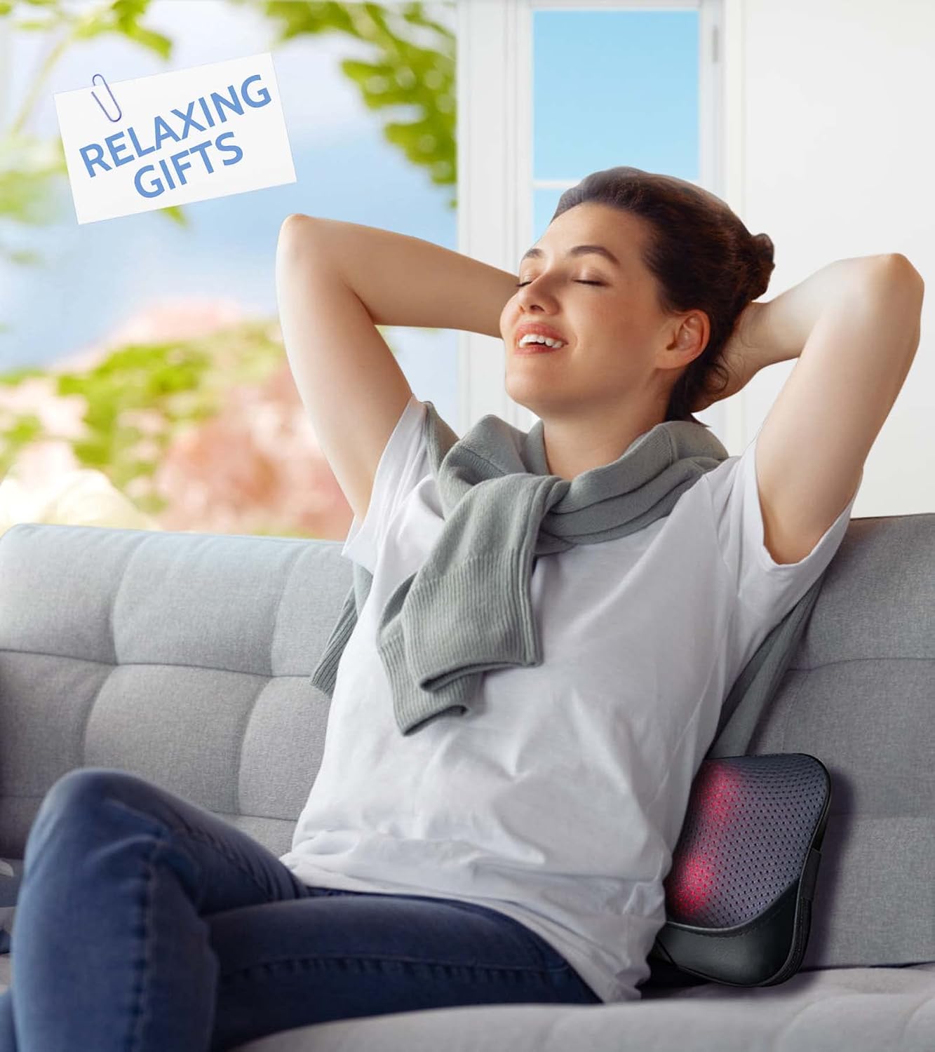 Fathers Day Back Massager Gifts, Shiatsu Kneading Massager for Neck and Shoulder, Massage Pillow with Heat Relaxation