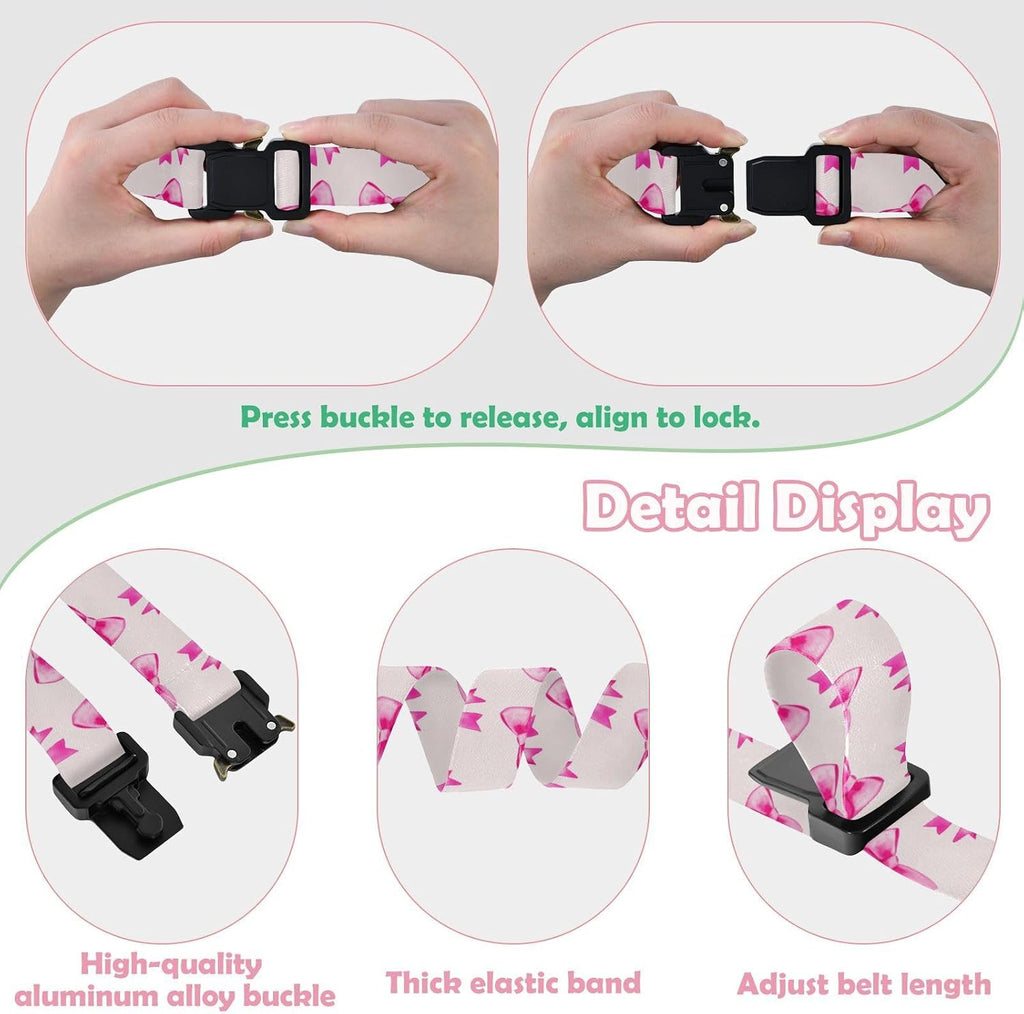 Bow Tie Adjustable Kids Elastic Belts, Girls Boys Stretch Waist Belt with Aluminum Alloy Buckle