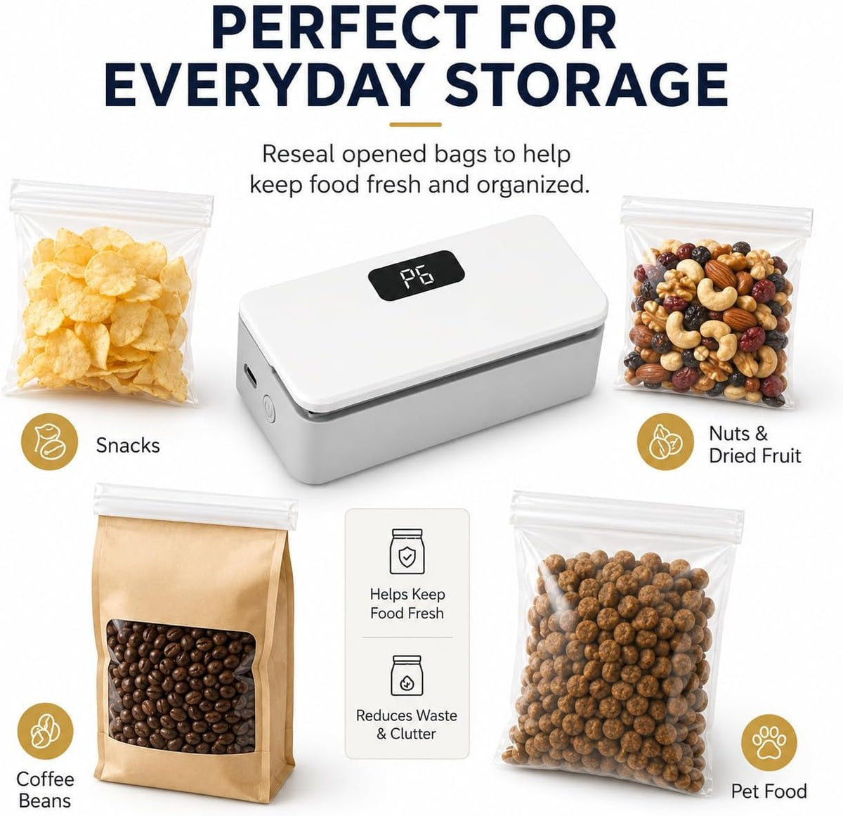 Mini Bag Sealer with Cutter, Rechargeable Heat Sealer, LED Display