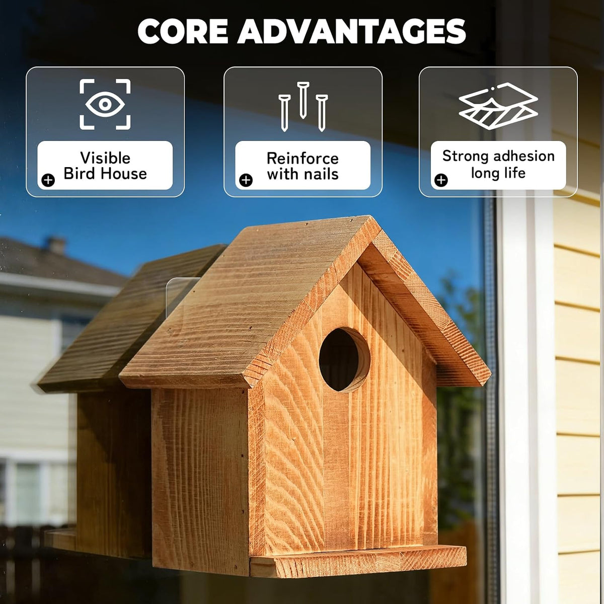 Window Bluebird House for Outside, Birdhouses with Weather Treated