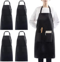 4 Packs Waterproof Cooking Chef Bib Aprons with 2 Pockets for Men Women