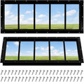 2 Pack 10" x 35" Shed Window, Transom Windows with Tempered Glass, Basement Garage Door Flush Mount Shed Window with