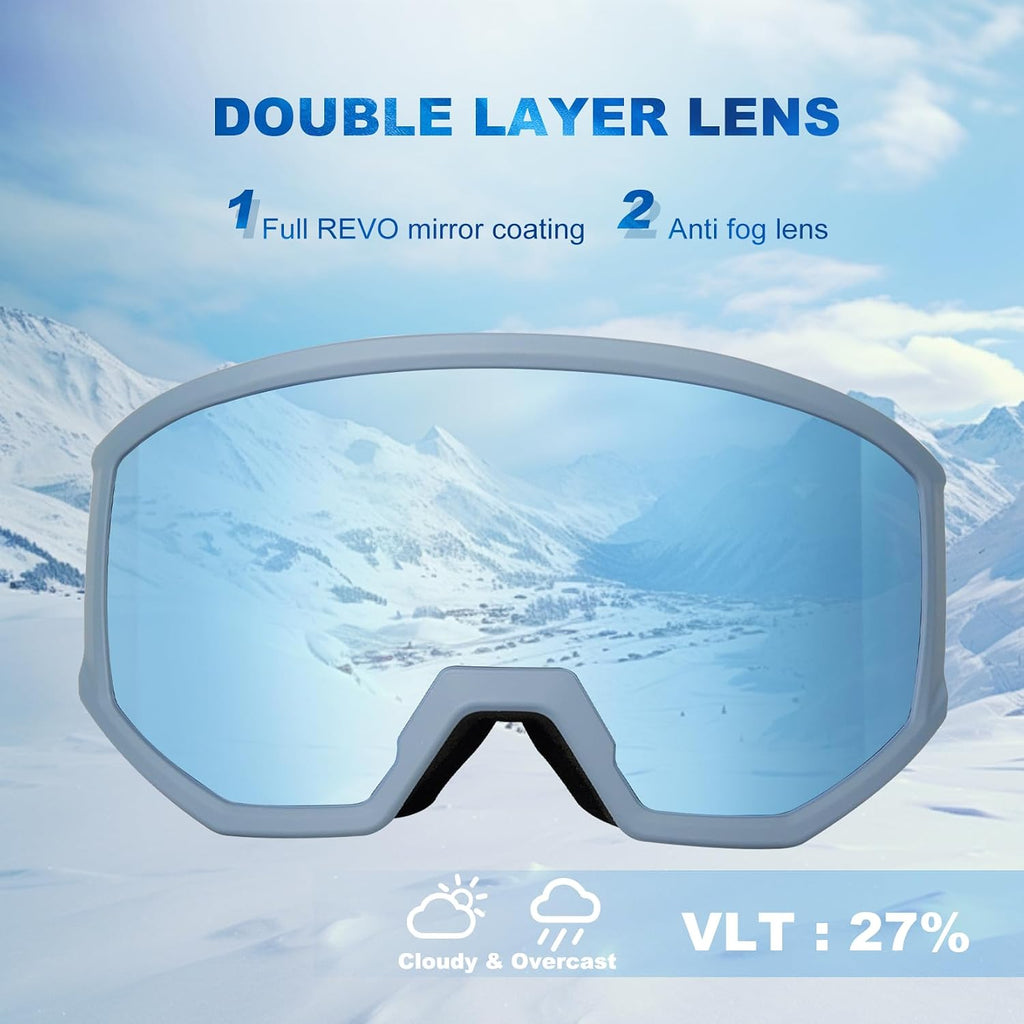 Ski/Snowboard Goggles, Anti-Fog Snow Goggles for Men & Women - Perfect for Skiing, Snowboarding & Winter Sports