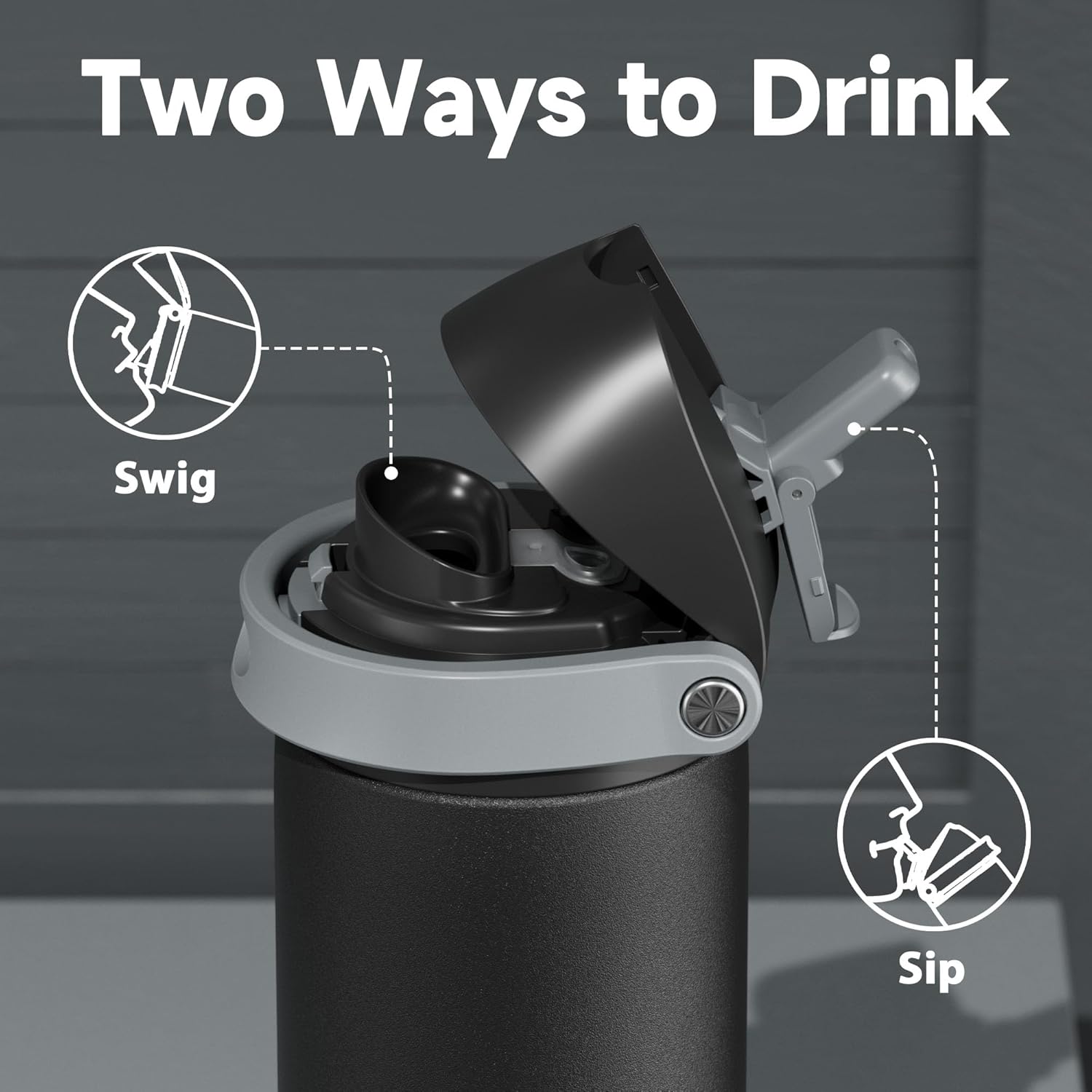 24 oz Insulated Water Bottle for Sports: Meoky Stainless Steel Water Bottle with 2-in-1 Straw and Spout Lid - Leak