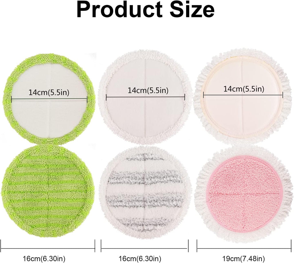 Electric Mop Pads, 6.3in Spin Mop Pads for Most Cordless Electric Spin Mop, Round Mop Replacement Pads for Floor
