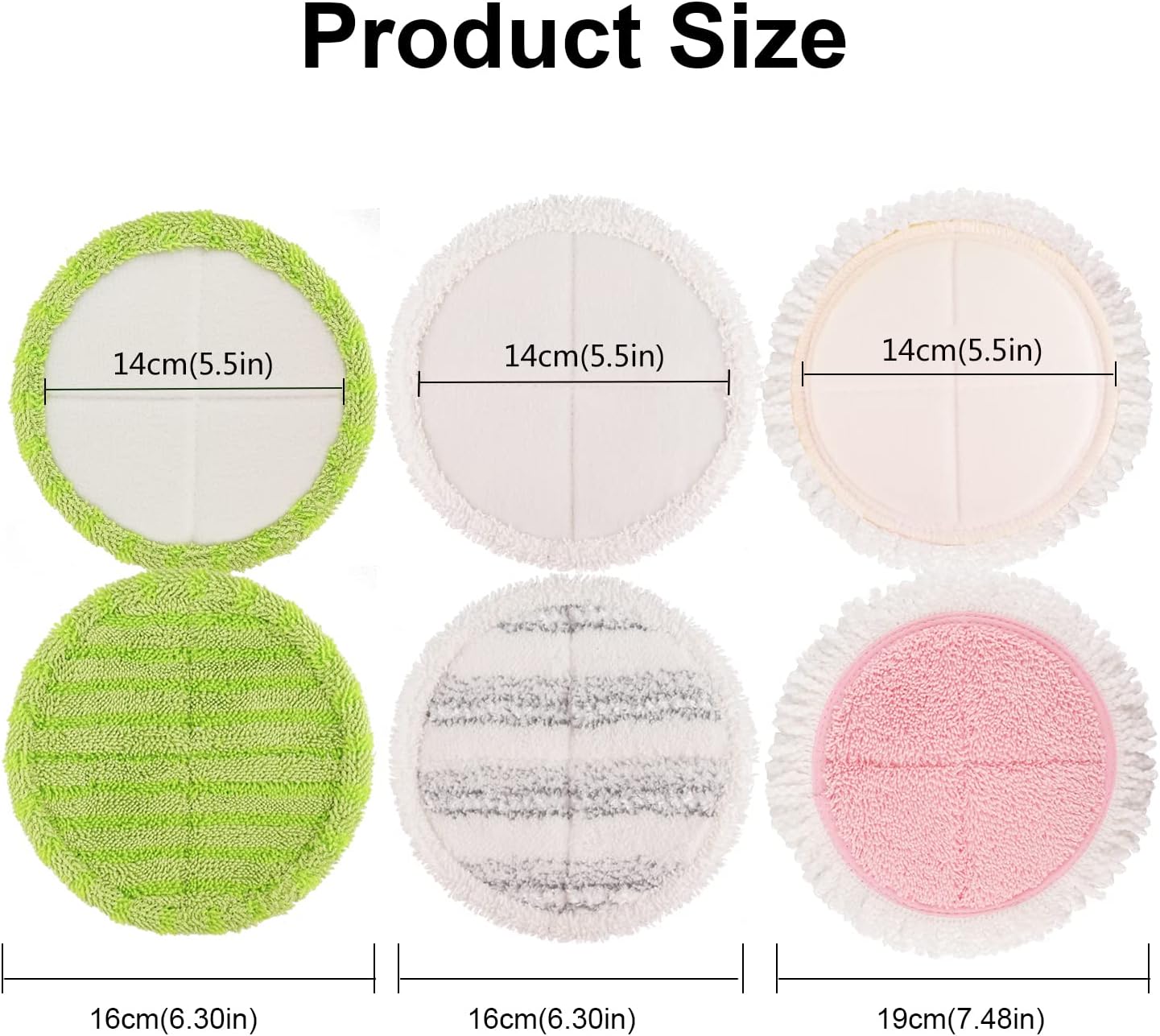 Electric Mop Pads, 6.3in Spin Mop Pads for Most Cordless Electric Spin Mop, Round Mop Replacement Pads for Floor