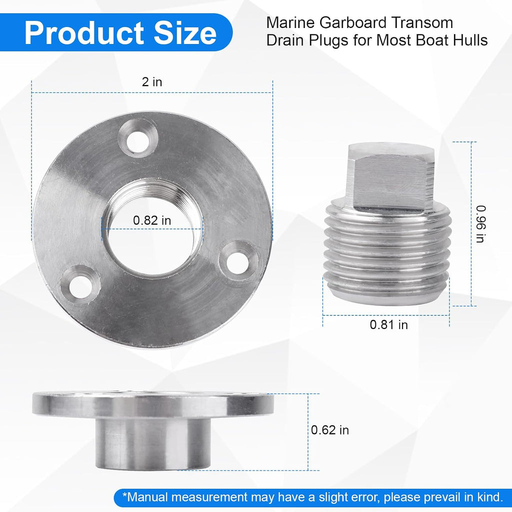 Stainless Steel Boat Drain Plug Kit for Garboard and Transom Scuttle