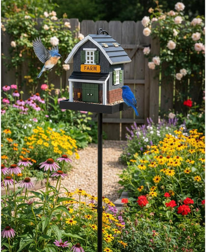 2026 Birdfeeder for Outside, Hanging Bird Feeder for Outdoor, Decorative Colorful Bird House for Garden, Pole Post