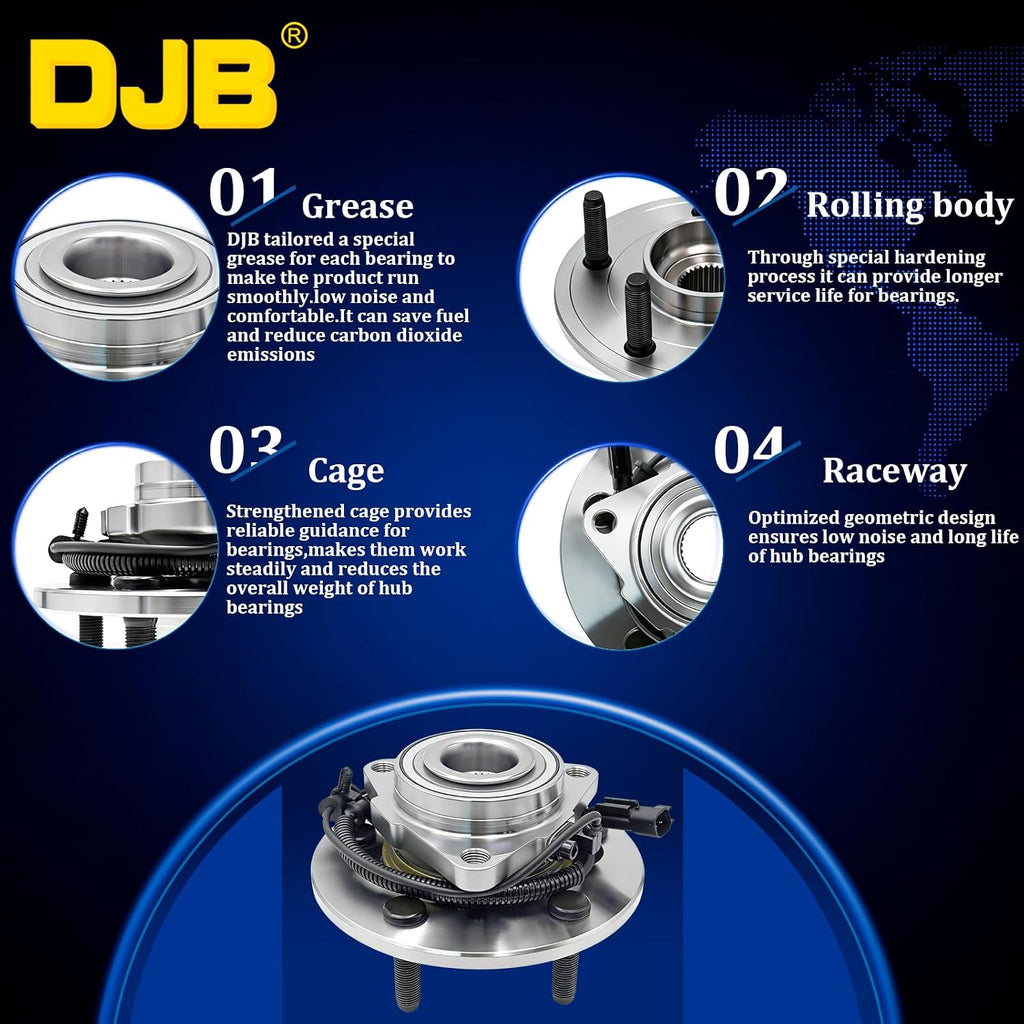 DJB 515151 Front Wheel Bearing Hub Assembly 4WD only for 2012-2018 Ram 1500