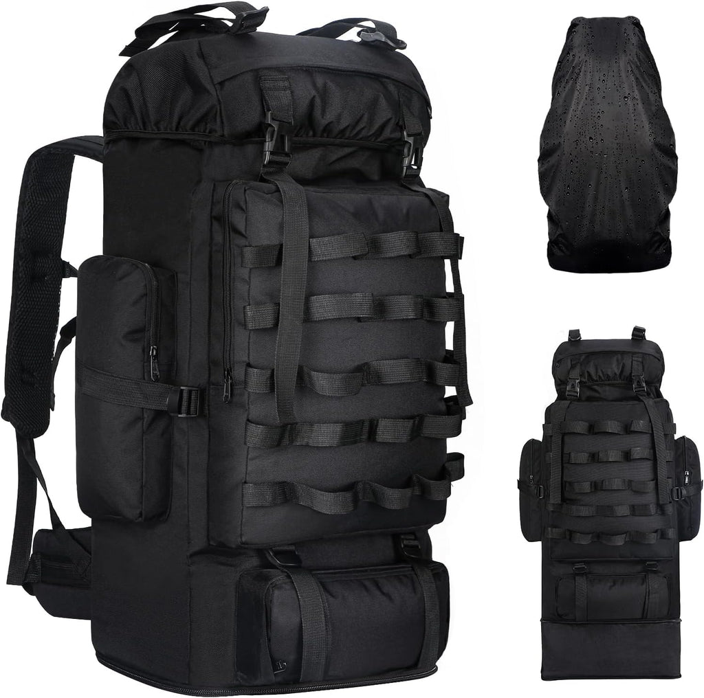 70L/100L Camping Hiking Backpack with Rain Cover, Expandable Large Military Tactical Backpack, Waterproof Molle