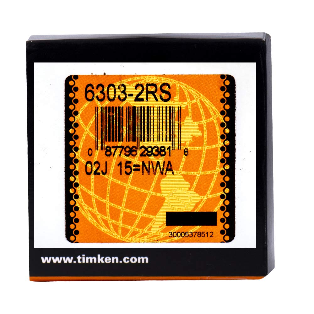 4PACK TIMKEN 6303-2RS Double Rubber Seal Bearings 17x47x14mm, Pre-Lubricated and Stable Performance and Cost Effective, Deep Groove Ball Bearings