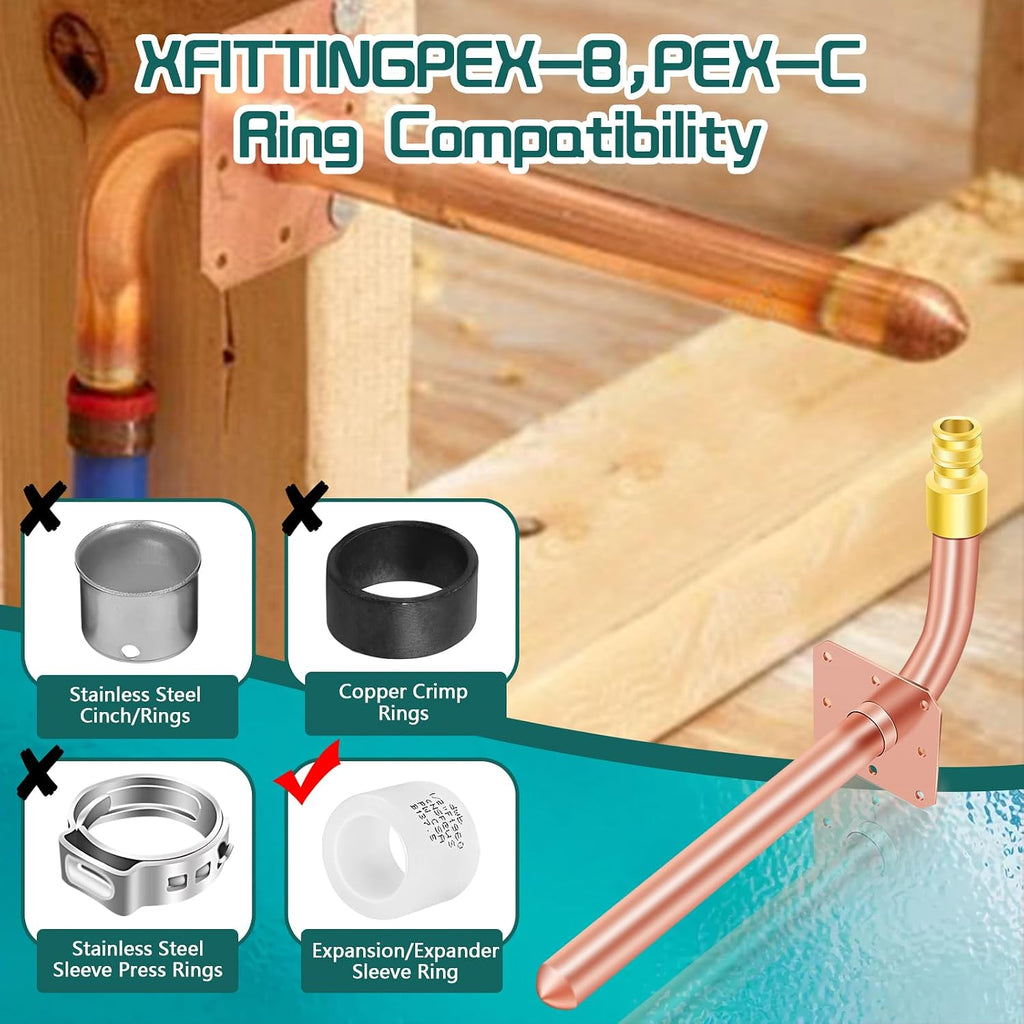 1/2" PEX-A Expansion Copper Stub Out, F1960, 6" Flanged, 5-Pack