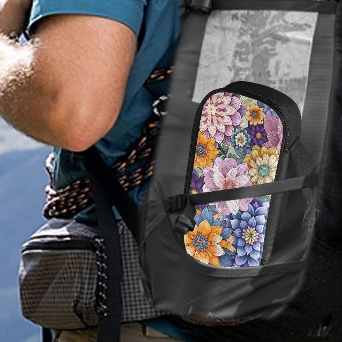 Bohemian Flower Diabetic Supplies Bag Carrying Case Organizer For Diabetes Testing Kit, Blood Glucose Monitor Kit