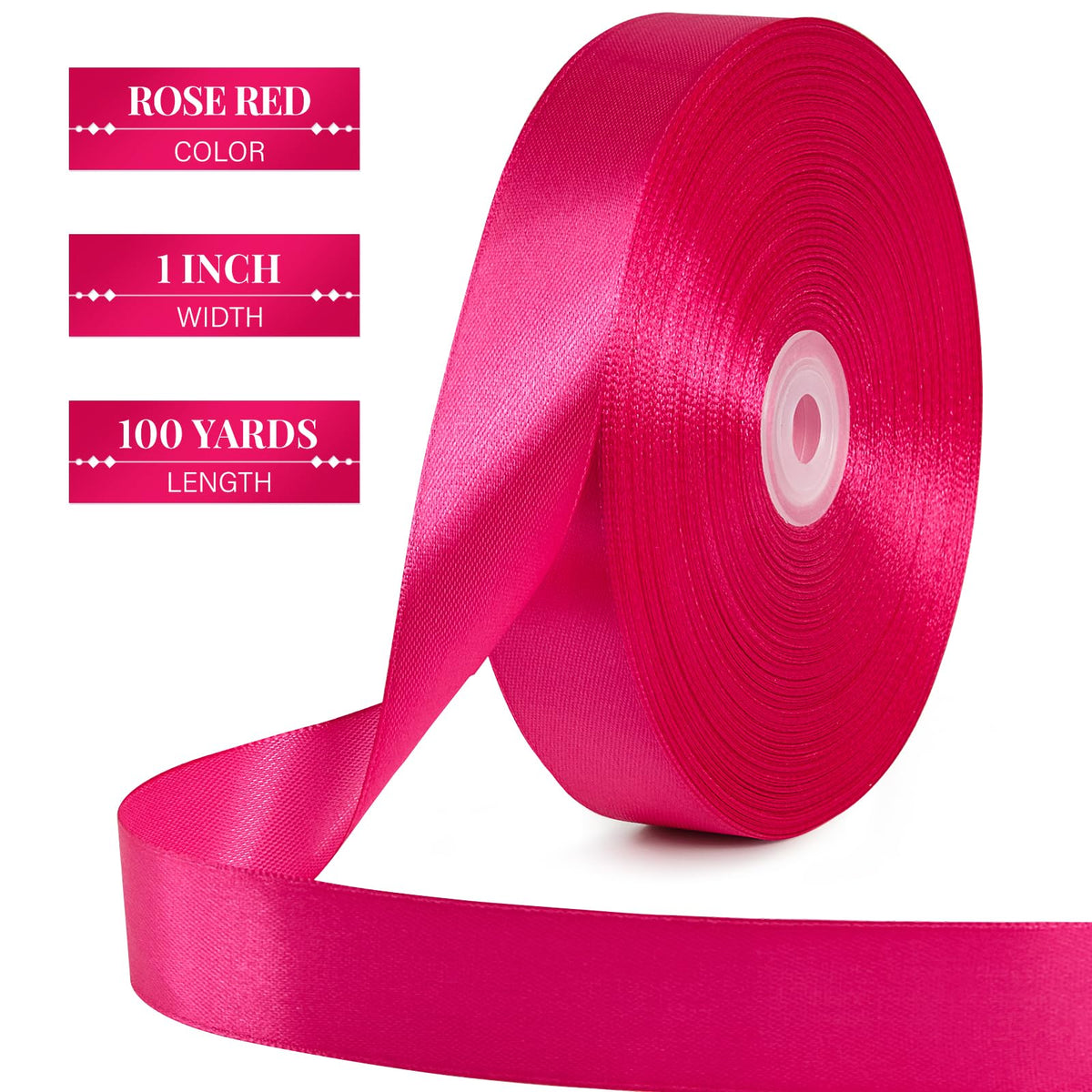 Hot Pink Satin Ribbon 1 Inch x 100 Yards