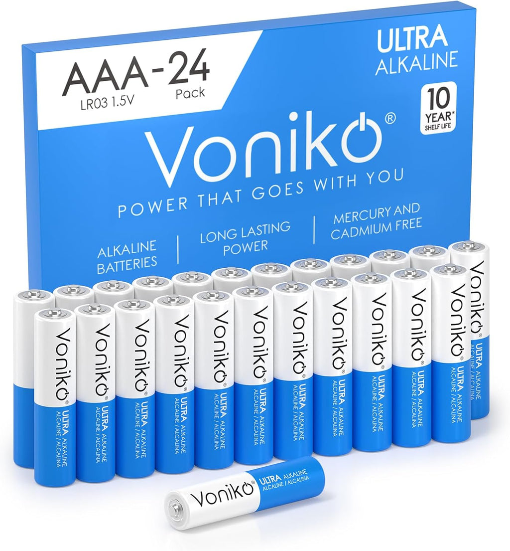 AAA Batteries 24 Pack - 1.5V Alkaline Triple AAA Batteries | 30 Percent More Power Triple A Batteries, 10 Years Shelf